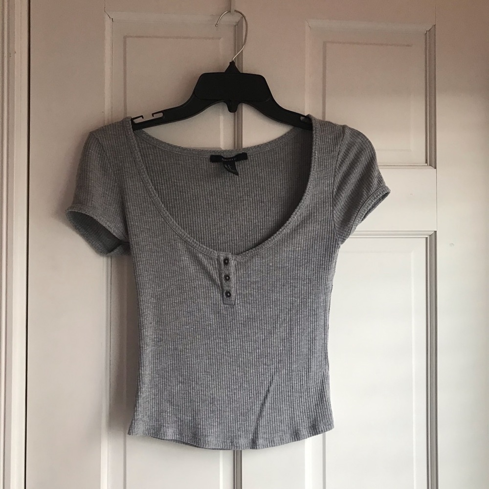 Grey button crop top from forever 21